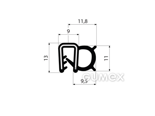 GUMMIPROFIL PIRELI U-FORM MIT SEITLICHER DICHTUNG - DICHTUNG MIT ARMIERUNG - EPDM